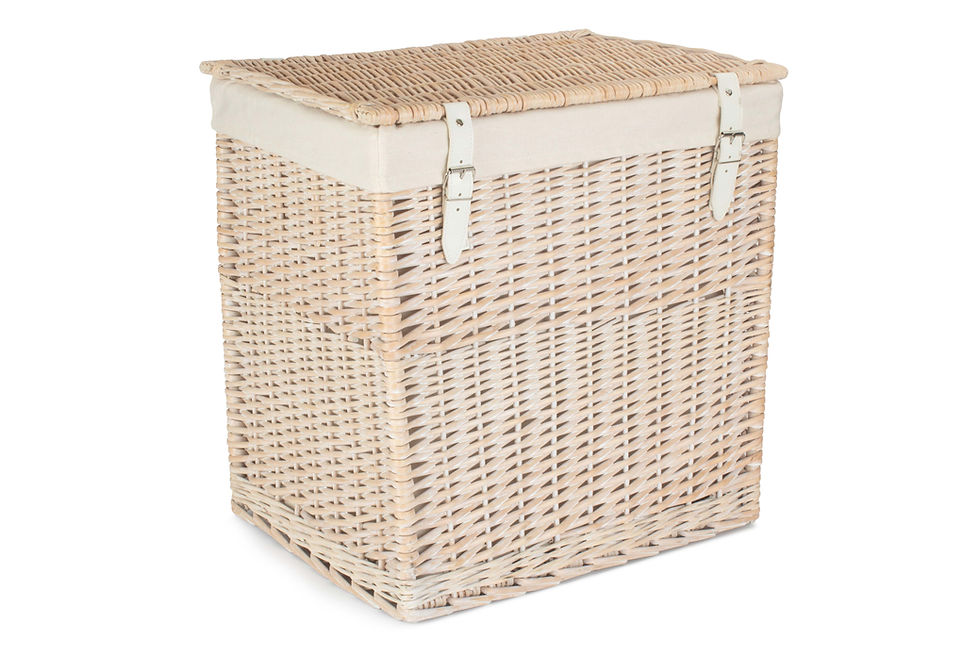 Thumbnail: Boutique White Wash Willow Storage Laundry Hamper With Lining