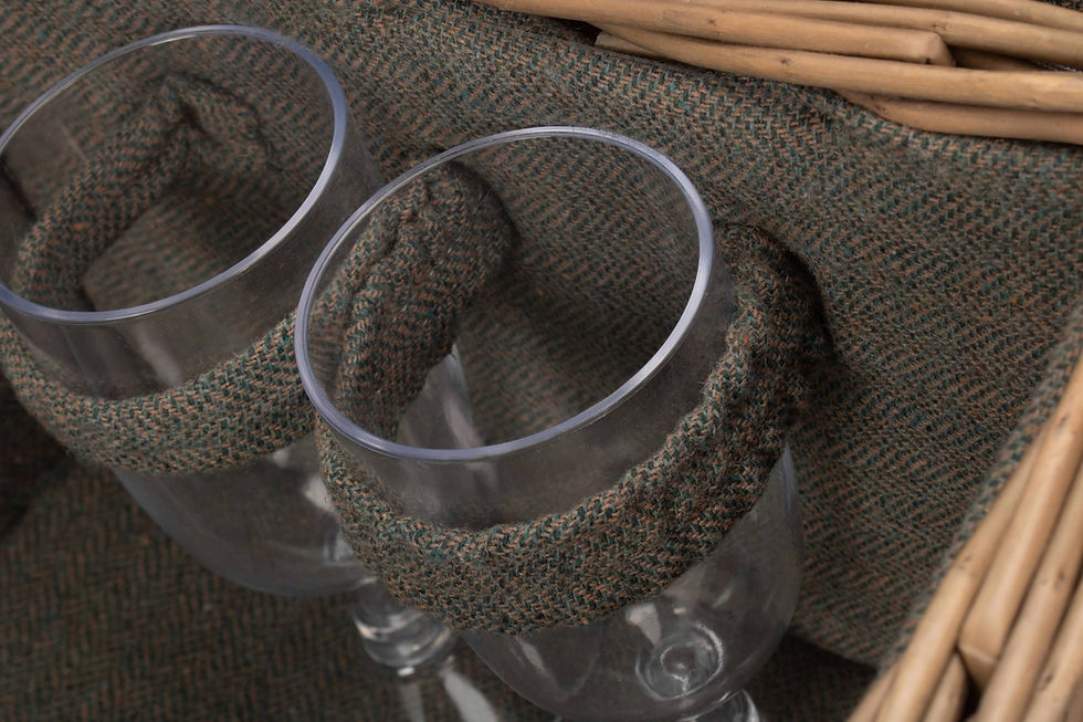 Thumbnail: Goodwood 4 Person Grey Tweed Fitted Willow Picnic Hamper