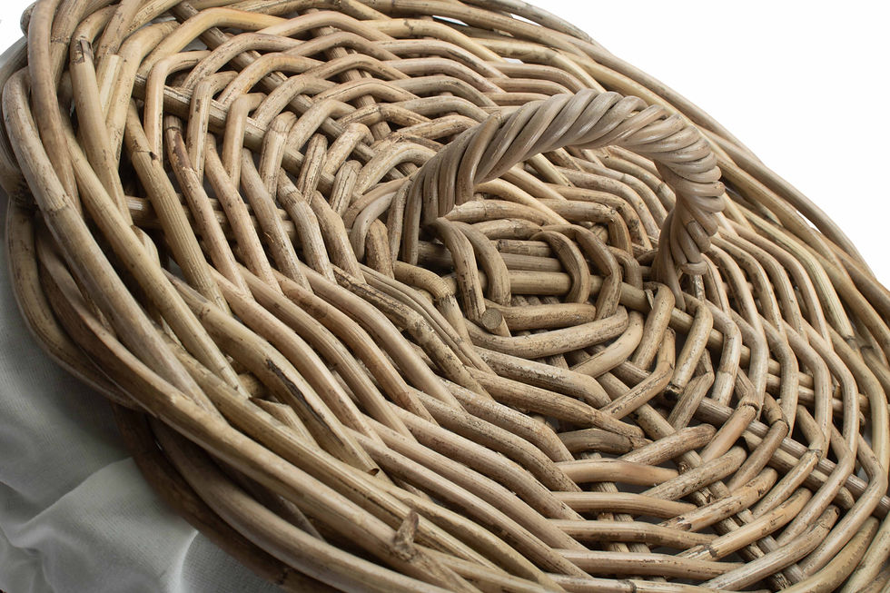 Thumbnail: Small Round Rattan Laundry Hamper Basket With Removable White Lining