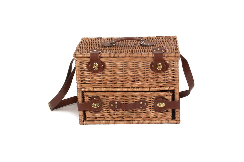 Thumbnail: 4 Person Green Tweed Willow Picnic Drawer Hamper
