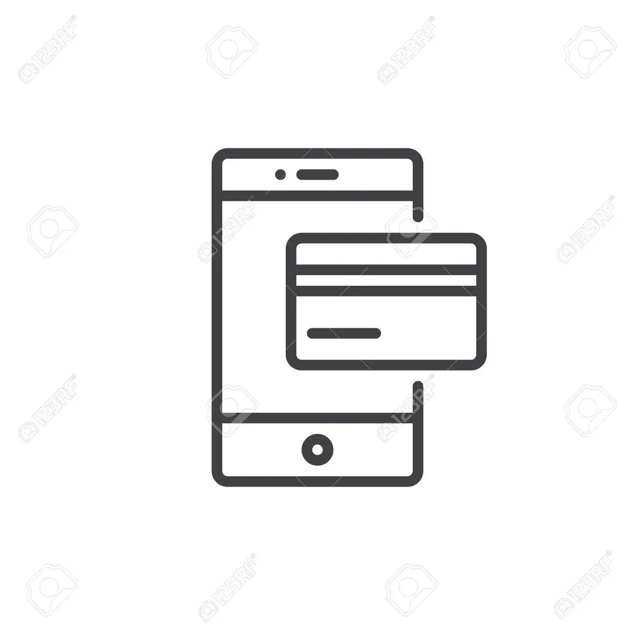 88634973-smartphone-avec-l-icône-de-ligne-de-carte-de-débit-signe-de-vecteur-contour-picto