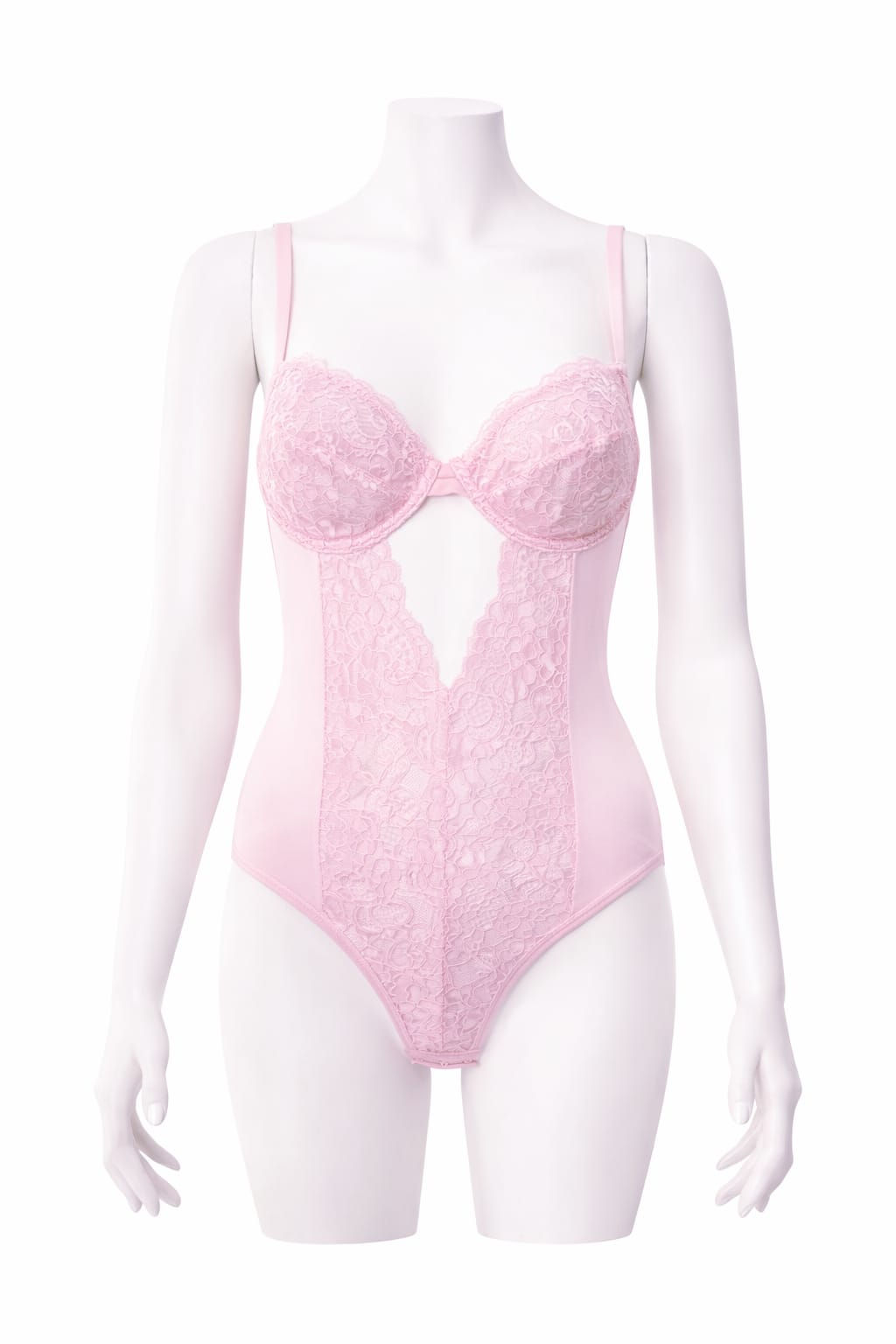 Kadın Pembe Dantelli İnce Askılı Destekli Vücuda Oturan Şık Body İç Giyim