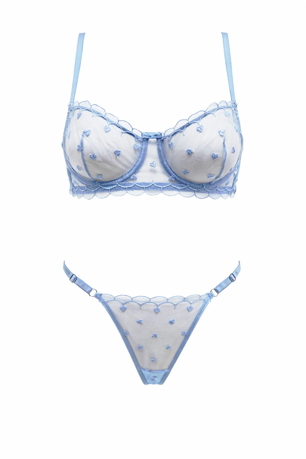 MAVİ KALP DESENLİ SÜTYEN TAKIMI