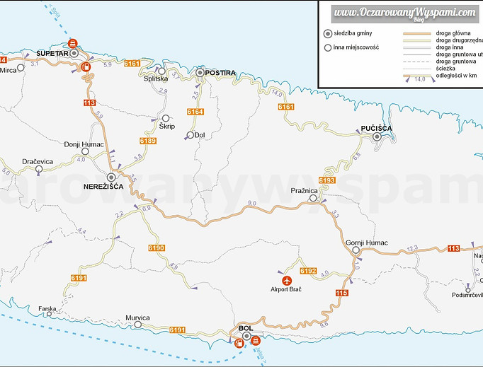 Chorwacja Brac Mapa Drogowa 2018.05.jpg