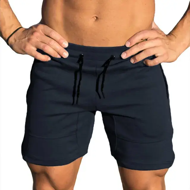 Thumbnail: Men Casual Shorts Solid Color Straight Shorts Male Fitness