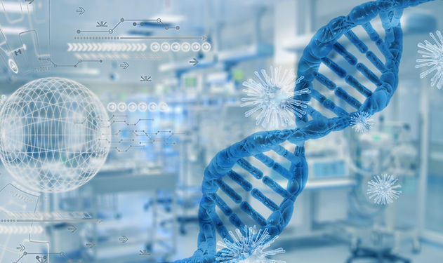 pharmaceutical lab image with helix, global latitude and circuitry,  Danish King Gilles Kelly 
