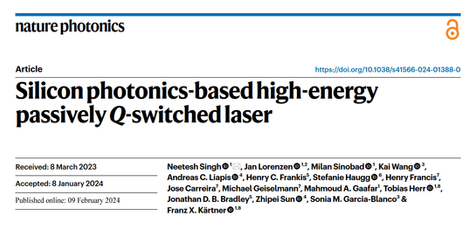 FEMTOCHIP develops a Silicon photonics-based high-energy passively Q-switched laser