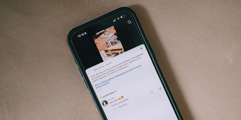 Smartphone displaying a social media feed