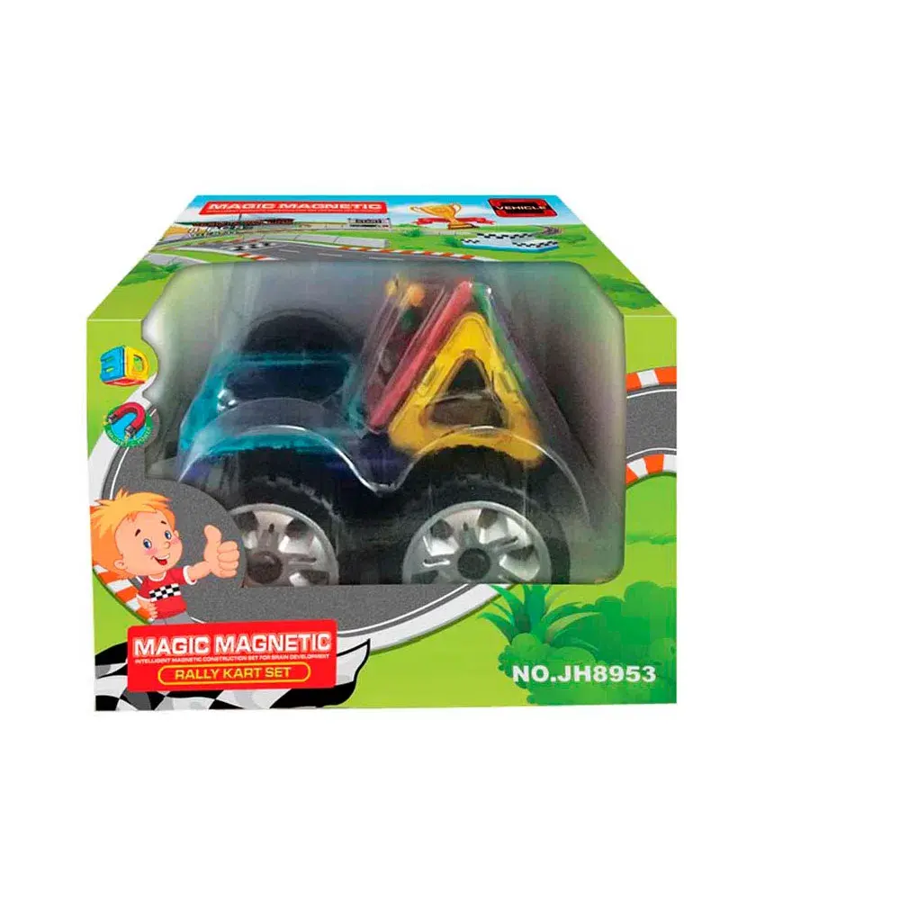 Bloques Magnéticos Con Ruedas Y Piloto Karting De Rally X 8 Pzs