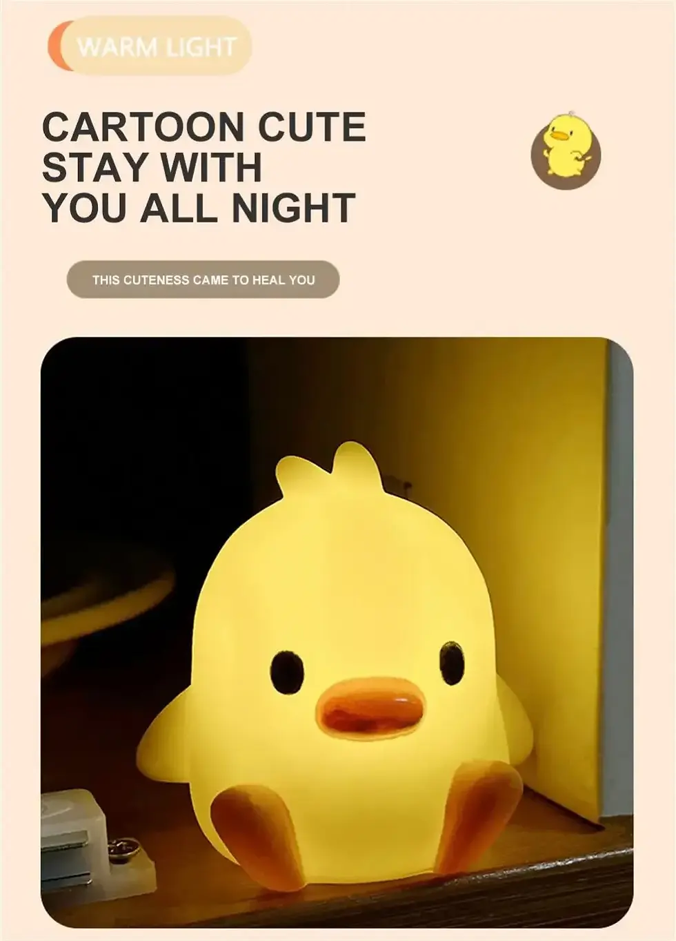 Thumbnail: Luz de LED noturna de pato, Decoração de quarto fofa