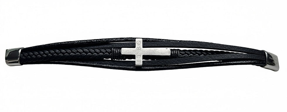 Thumbnail: Stainless steel cross on The Cross bracelet engraved with ITBG