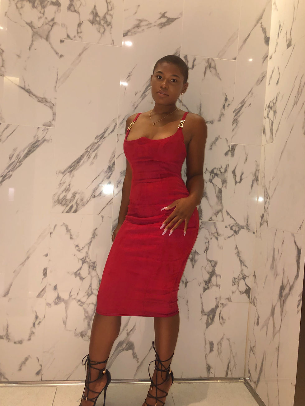 red suede dress