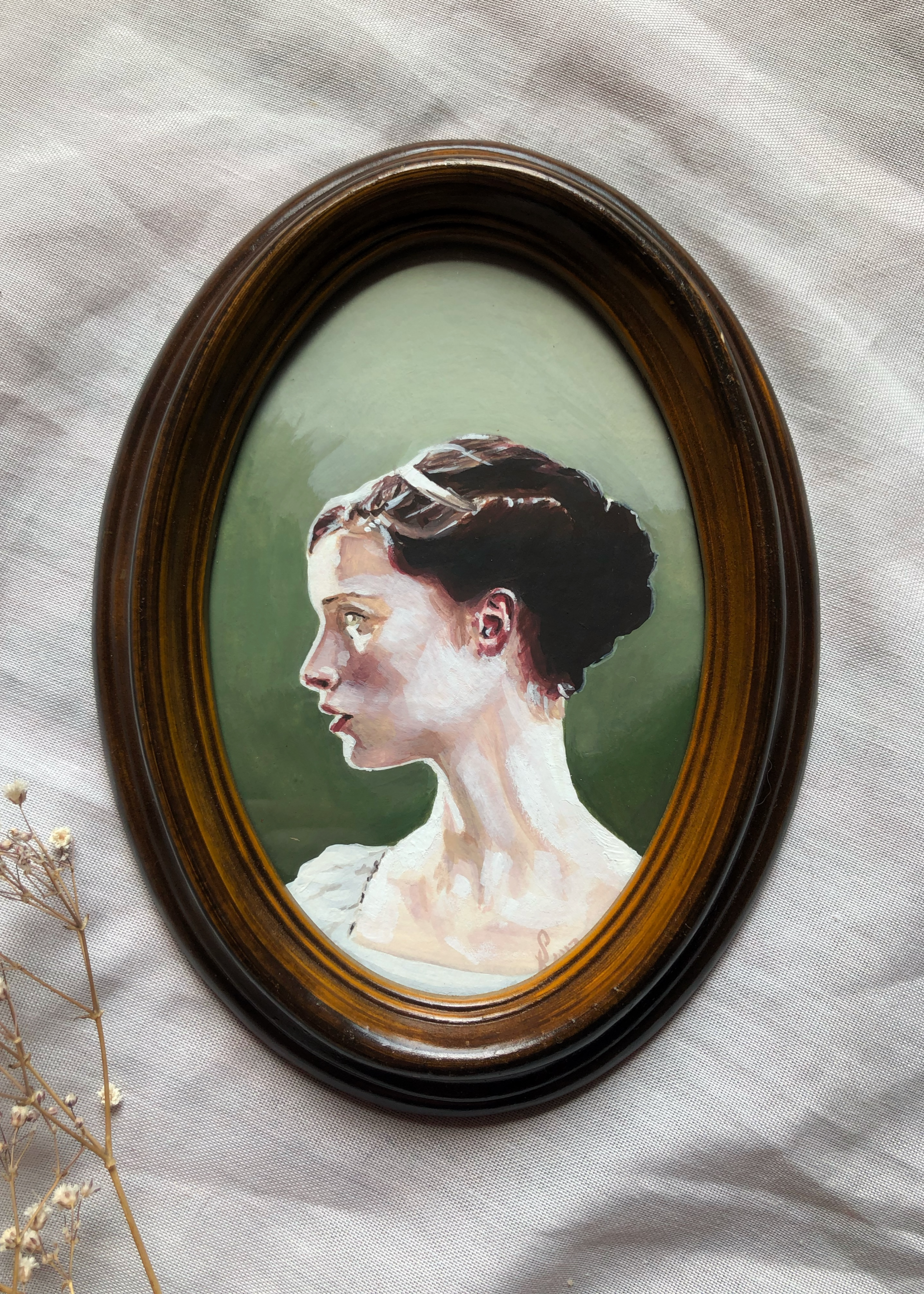 "Portrait of Catherine Morland" framed