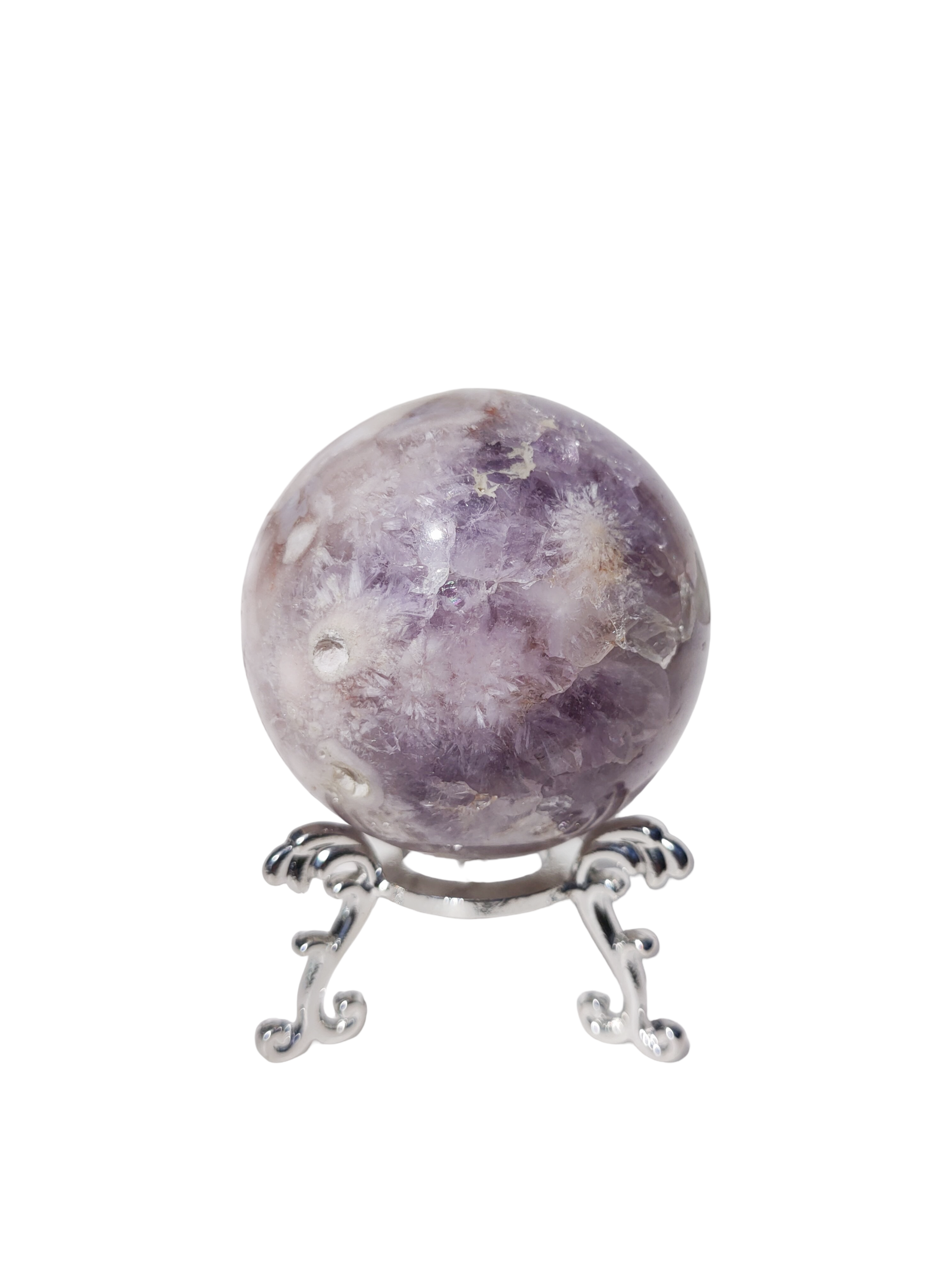 Flower Agate and Amethyst sphere 