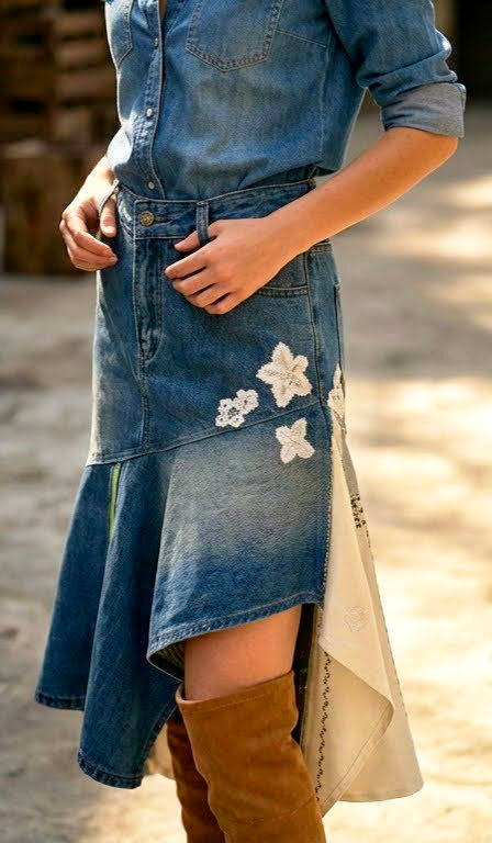 Thumbnail: Asymmetrical Denim Skirt (upcycled) 不規則牛仔裙 （環保系列）