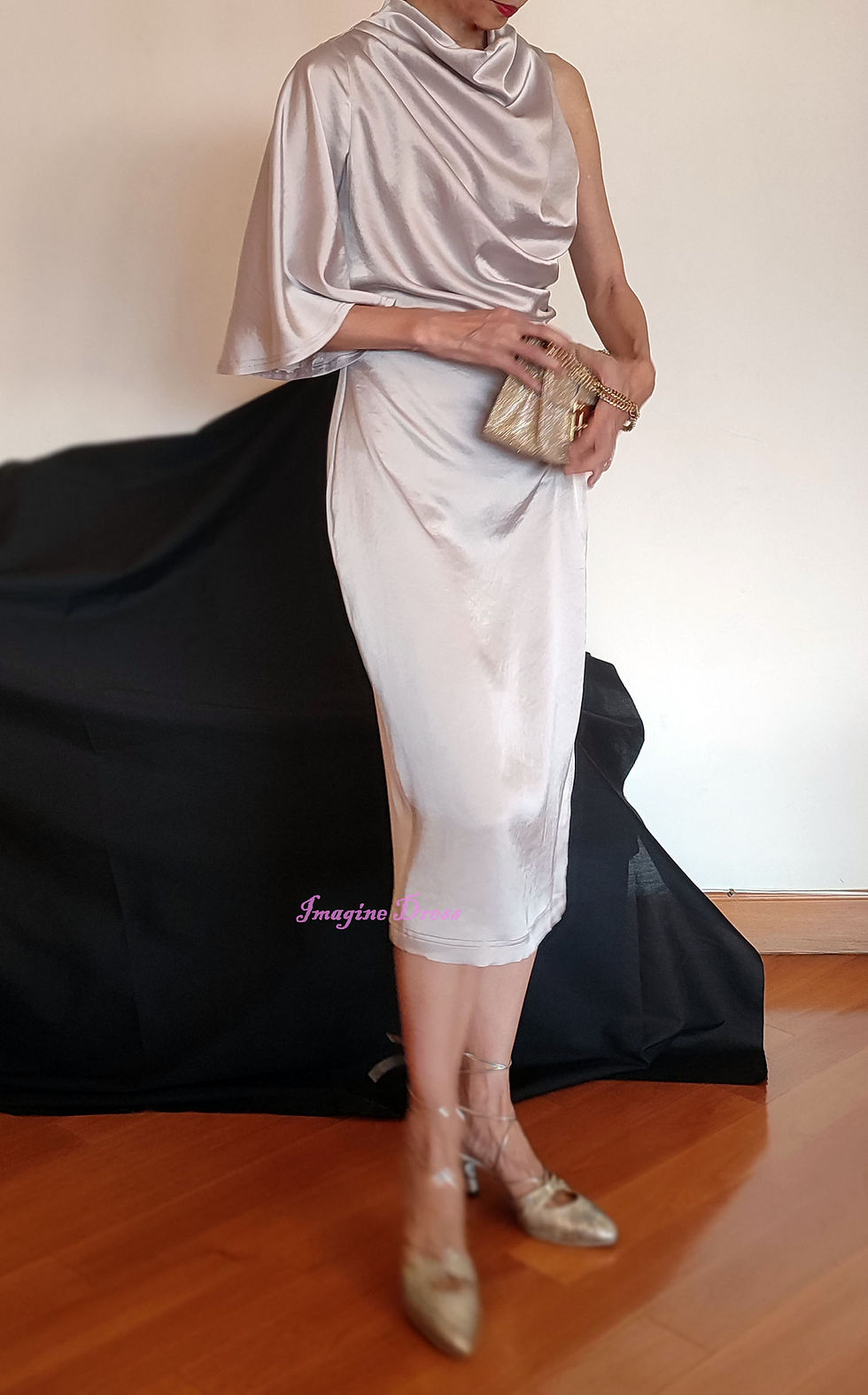 Thumbnail: "Luna Dress" - Draped Cocktail Dress 單袖晚宴裙