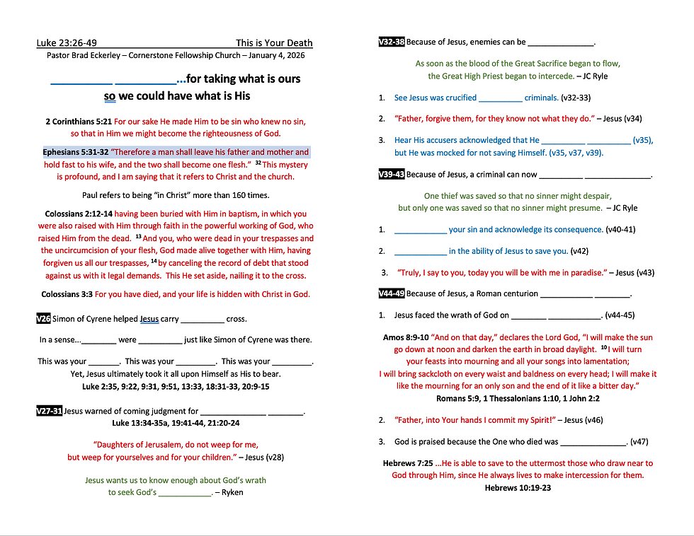 Luke 23:26-49 This is Your Death