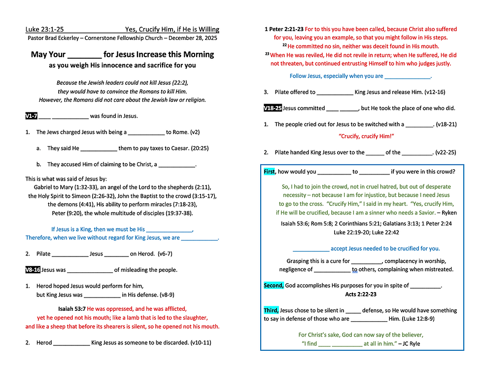 Luke 23:1-25 Yes, Crucify Him, if He is Willing