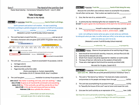 Ezra 7 Take Courage (we are in God's hands)