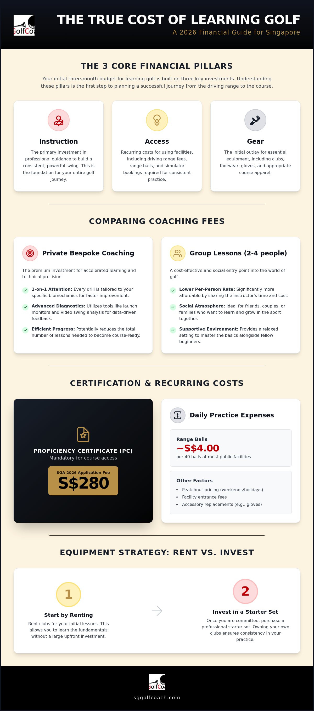 Cost of learning golf in Singapore