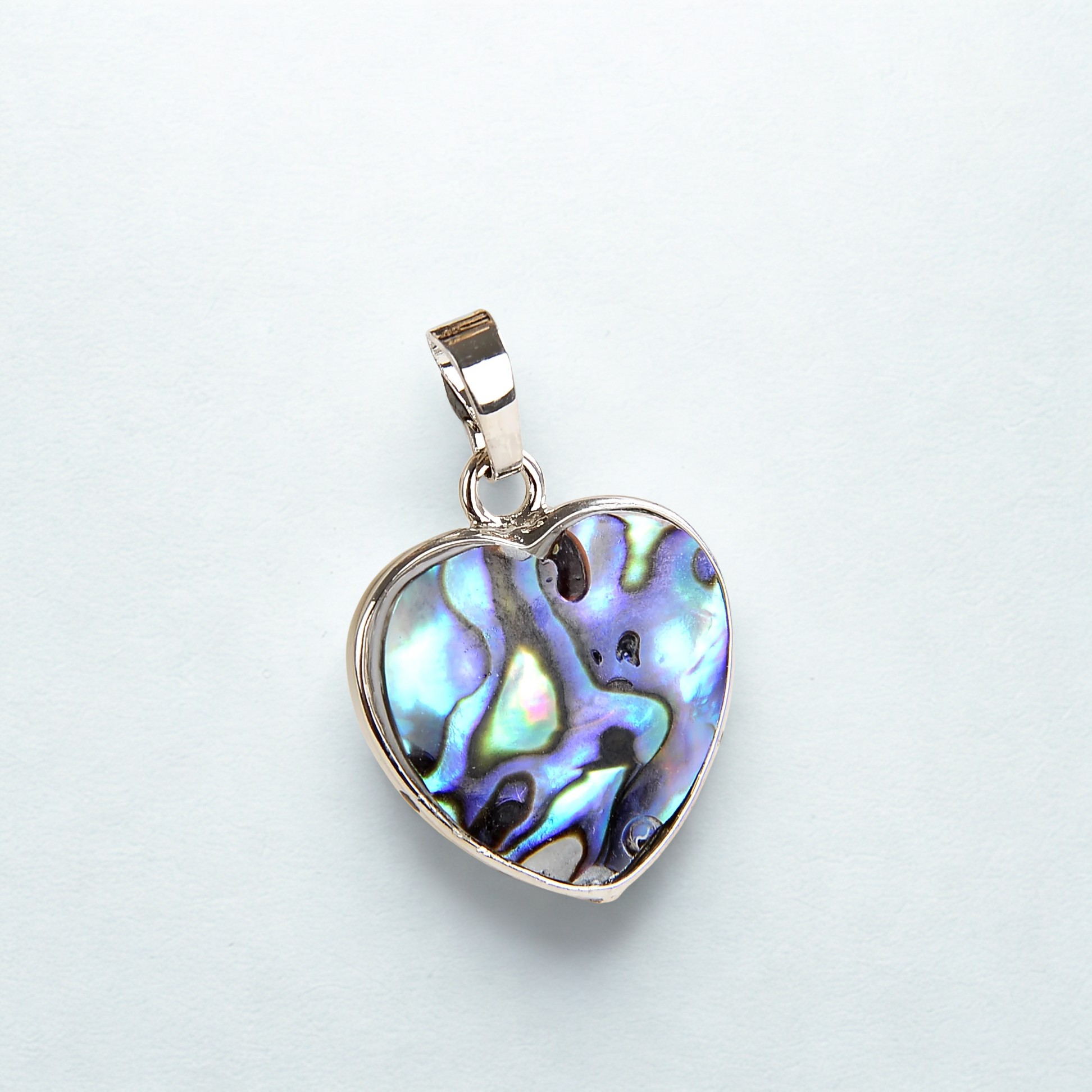 Abalone Paua Heart Pendant Silver Plated 