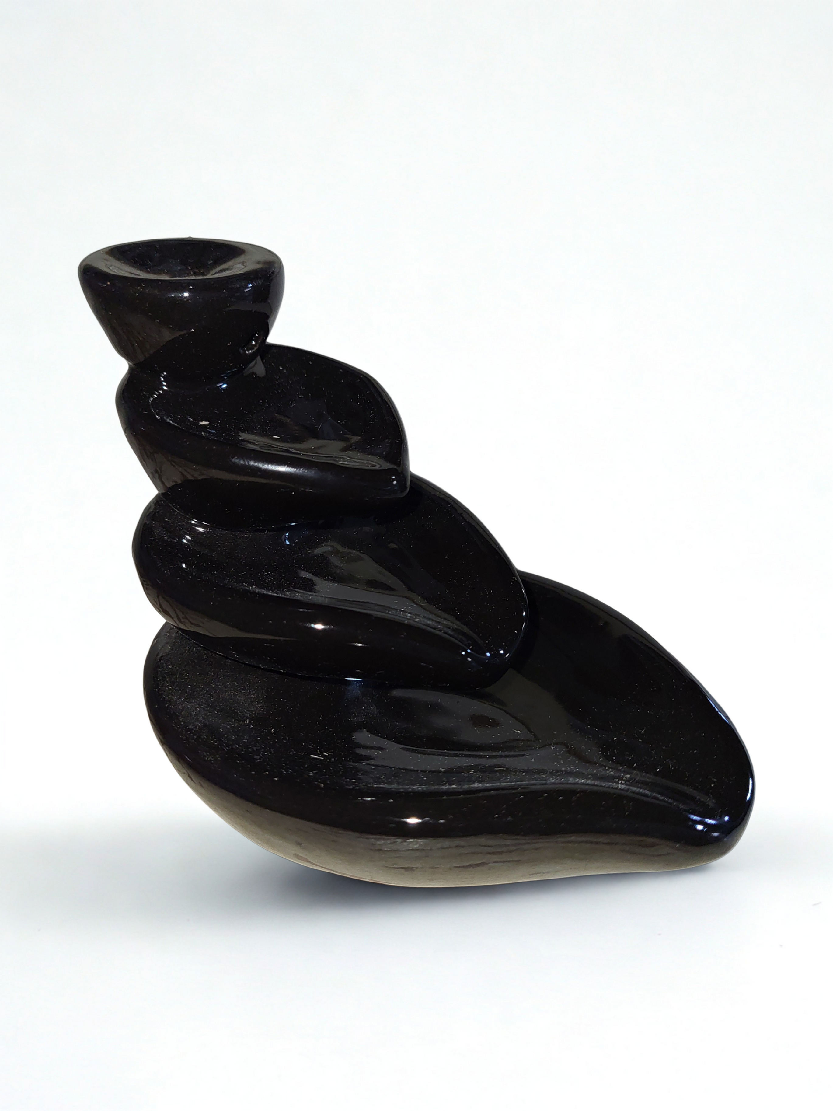 Backflow Black Ceramic Triple Leave 4.5″H X 3.75″W