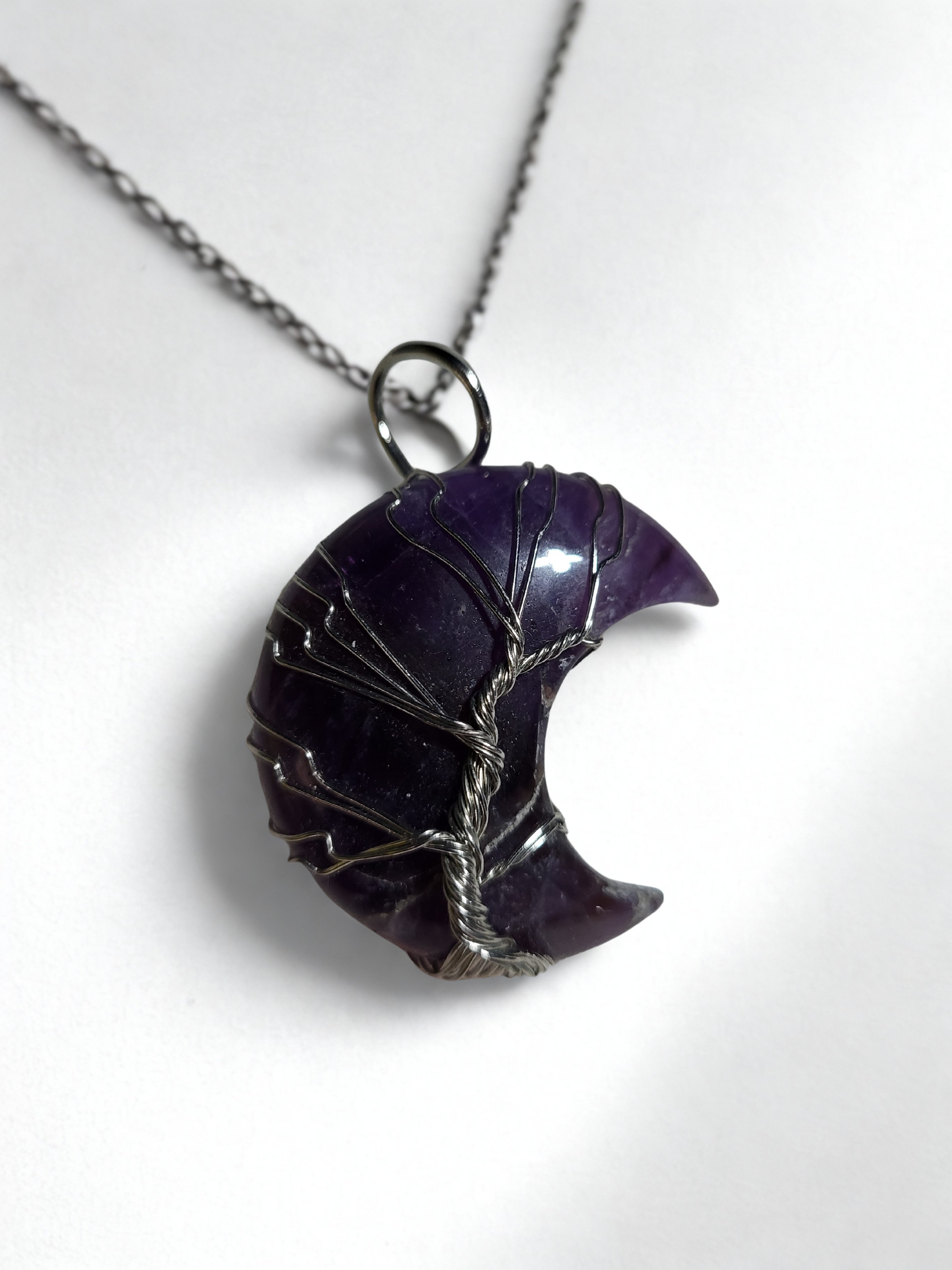 Moon Pendants Silver Plated Wire Wrapped tree Of Life