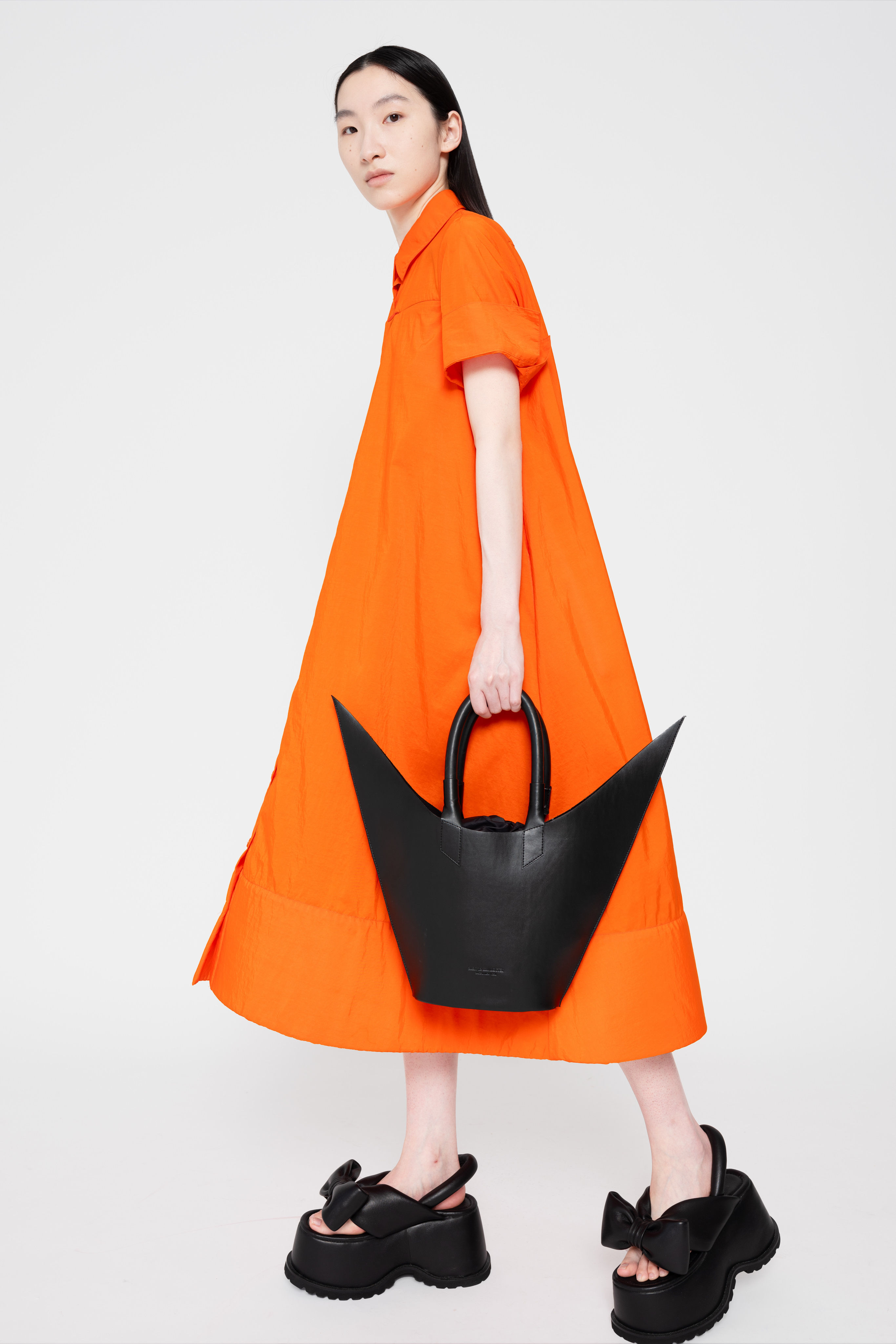 FOAM BOTTOM SHIRT DRESS - ORANGE