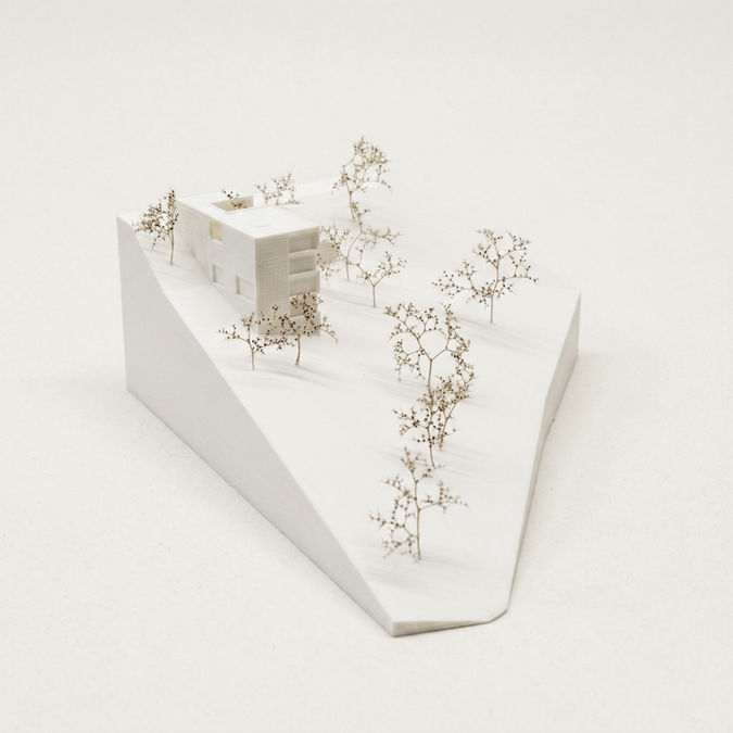 Modernes Einfamilienhaus in steiler Hanglage in Tirol, geplant von Architekt Innsbruck, Architekturmodell