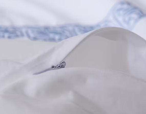 Thumbnail: 3pc Hotel Collection King Duvet Cover Set W/Blue Embroidery