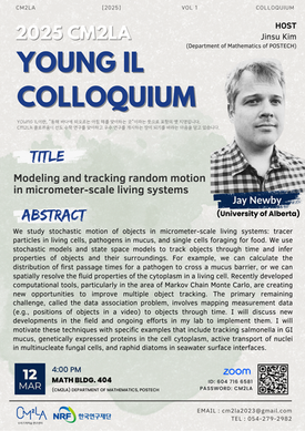 [2025.03.12. YOUNG IL COLLOQUIUM] Modeling and tracking random motion in micrometer-scale living systems