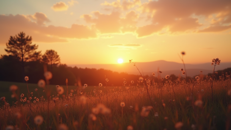 Serene view of a tranquil landscape at sunset
