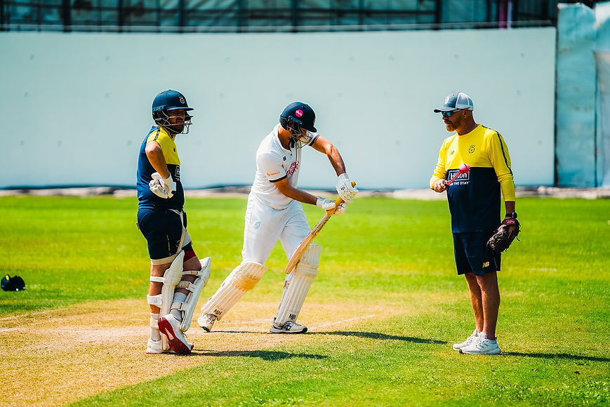 Batsmen practicing before the game