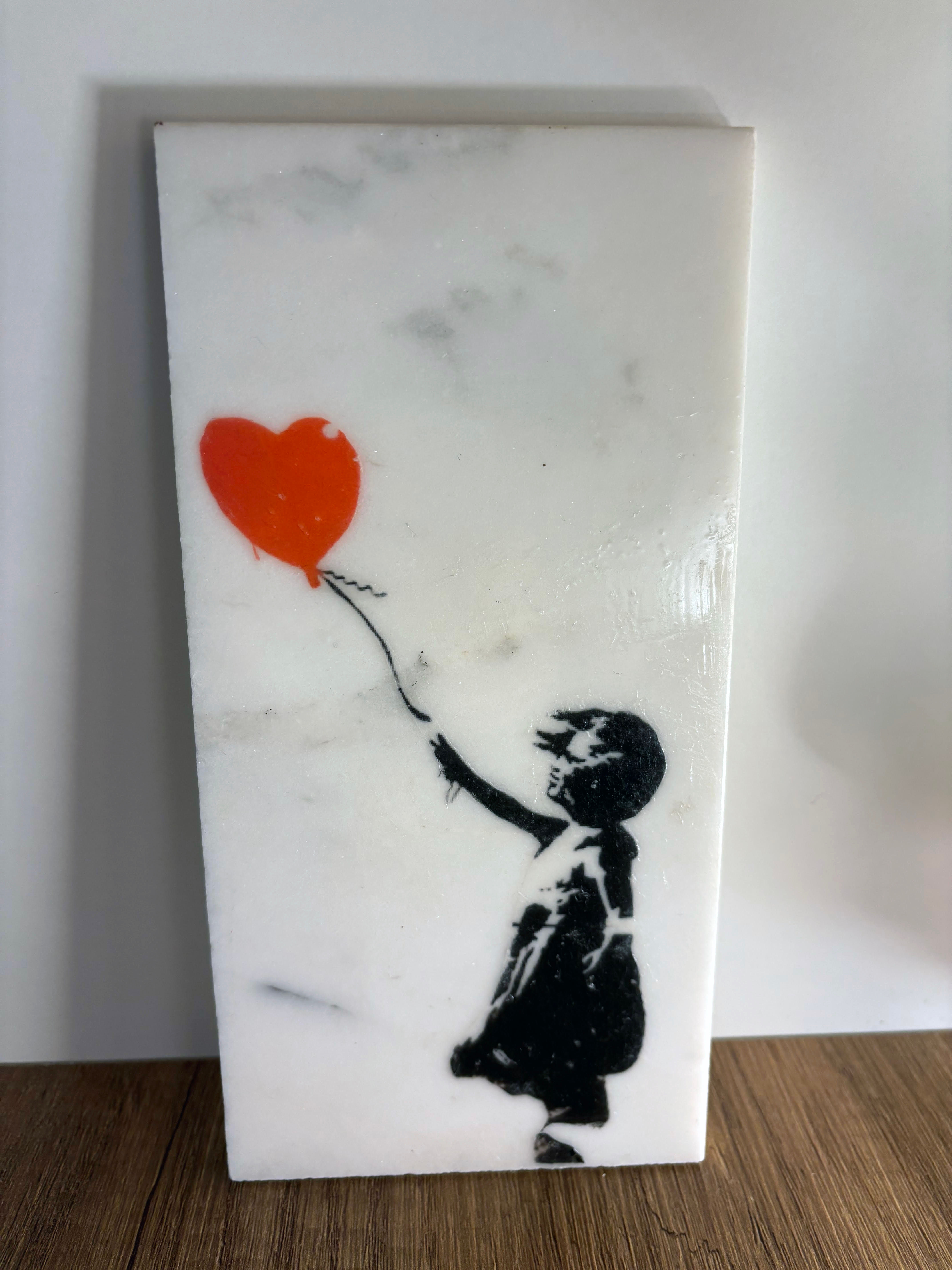 Bansky  - Ragazza con il palloncino rosso (su marmo)