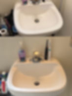 Bathroom sink before & after cleaning✨