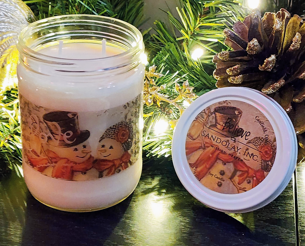 Thumbnail: Love with Snowman Couple - Cranberry Aroma 14oz Soy Candle