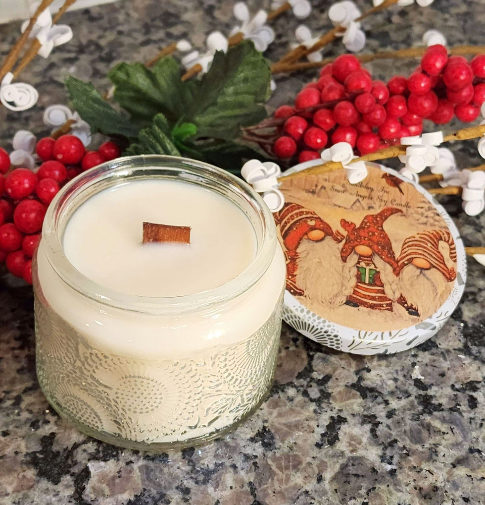 Thumbnail: Gnomes with Snow Angels Scent 4oz Embossed Soy Candle
