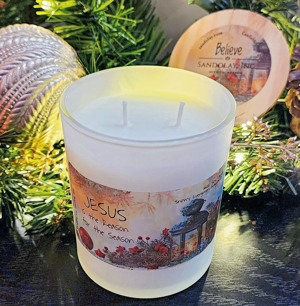 Thumbnail: Jesus is the Reason for the Season - Lantern - Snowy Evergreen 14oz Soy