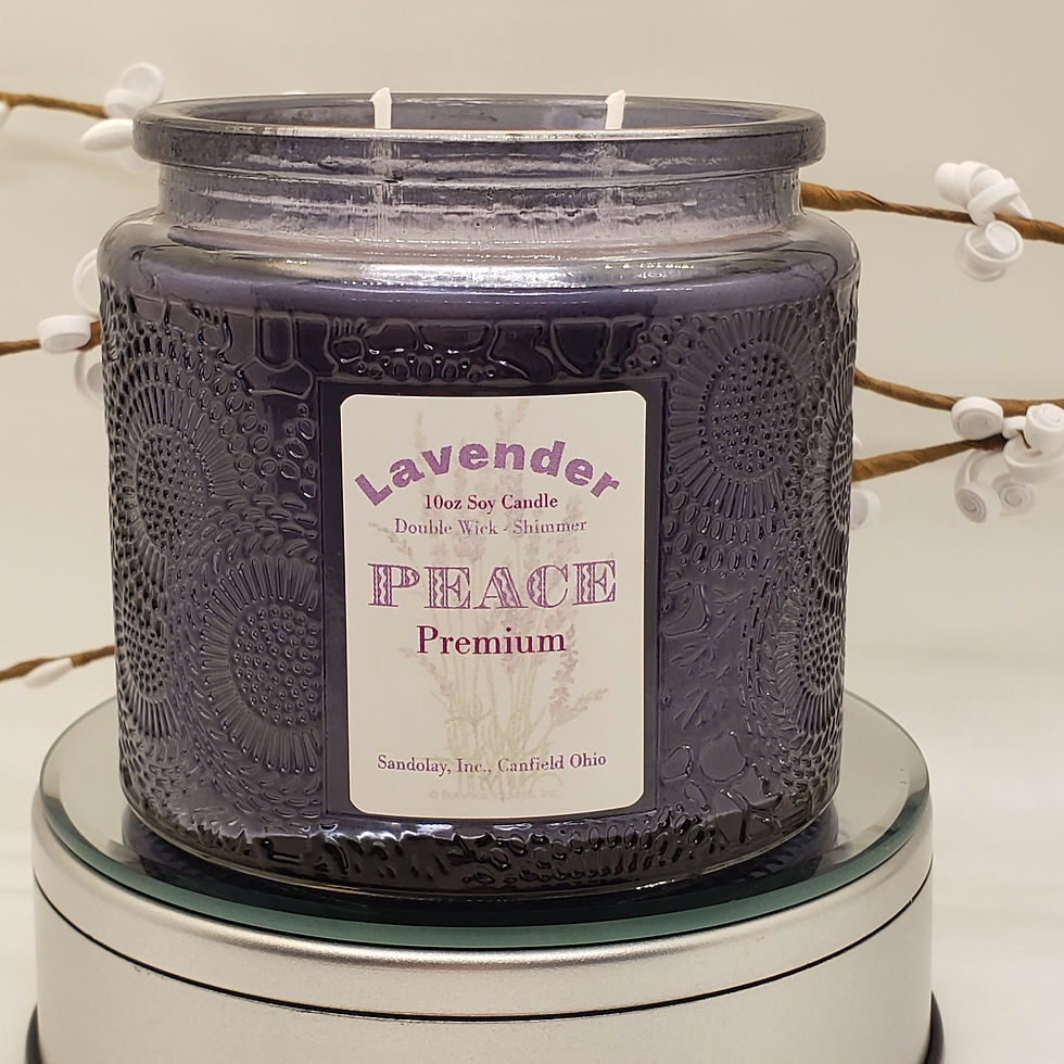 Lavender 10oz Embossed Grey Soy Candle - Peace
