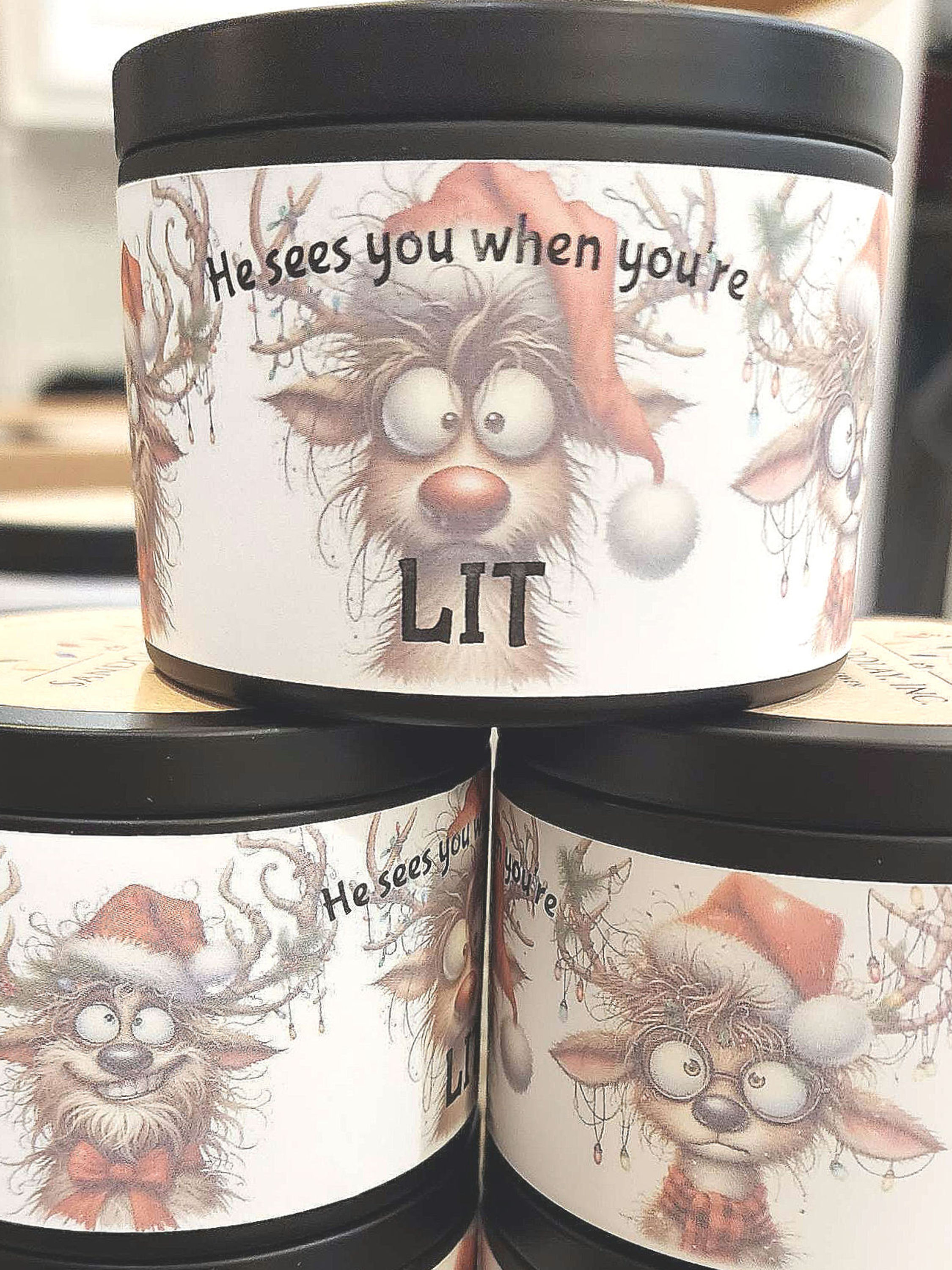 Reindeer "He sees you when your LIT" - Chestnut Brown Sugar Aroma 8oz