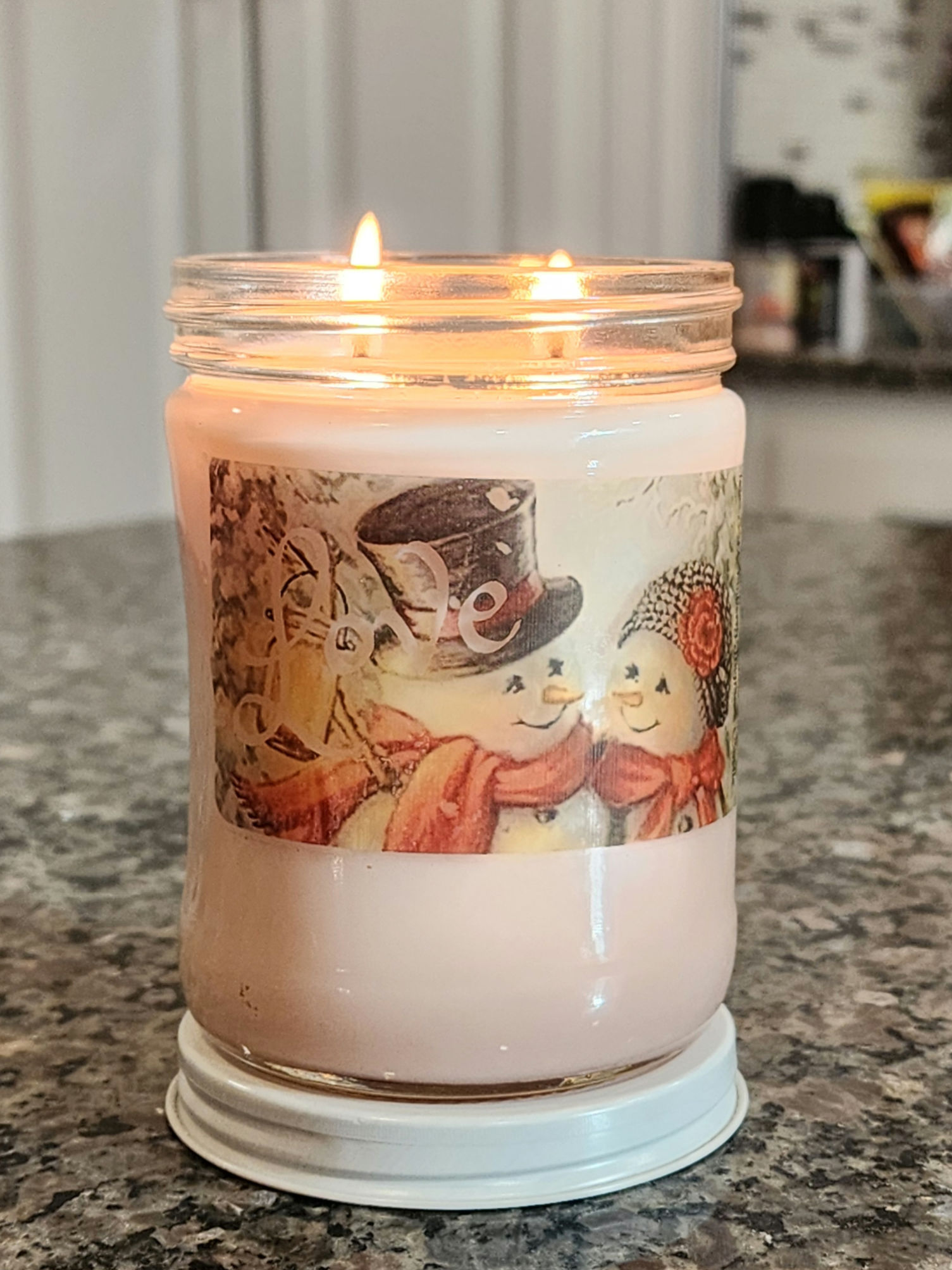 Love with Snowman Couple - Cranberry Aroma 14oz Soy Candle
