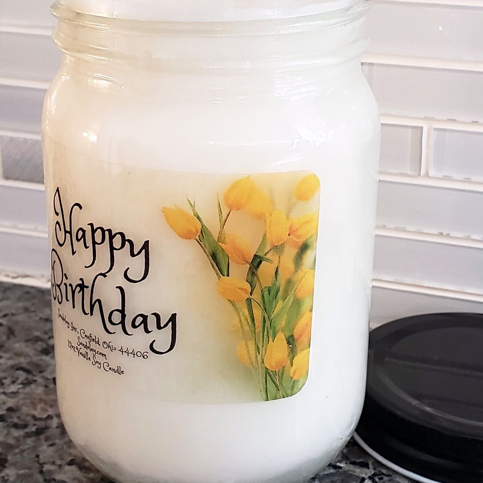 Thumbnail: Happy Birthday Yellow Flowers 12oz Soy Candle