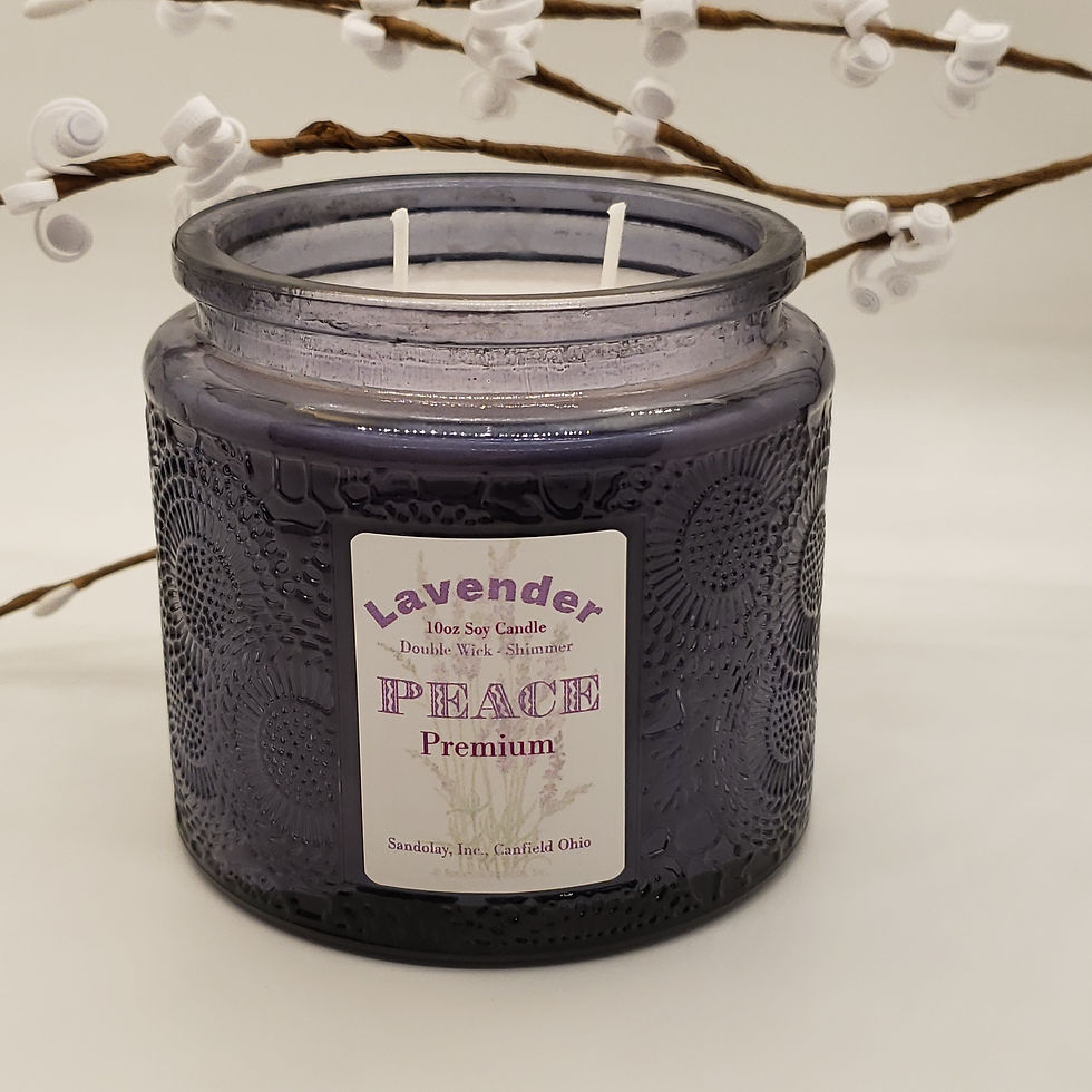 Thumbnail: Lavender 10oz Embossed Grey Soy Candle - Peace