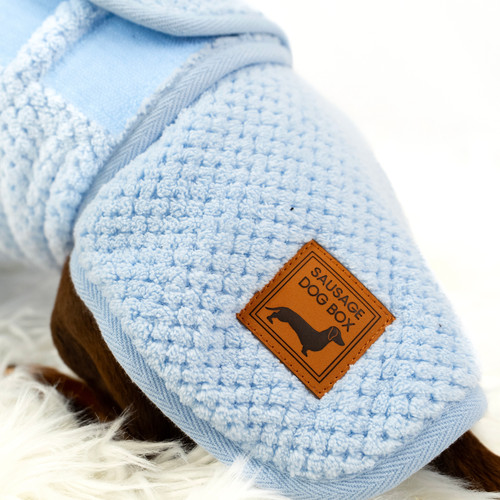 Frosted Blue DoxieRobe Bamboo Dachshund Bath Robe