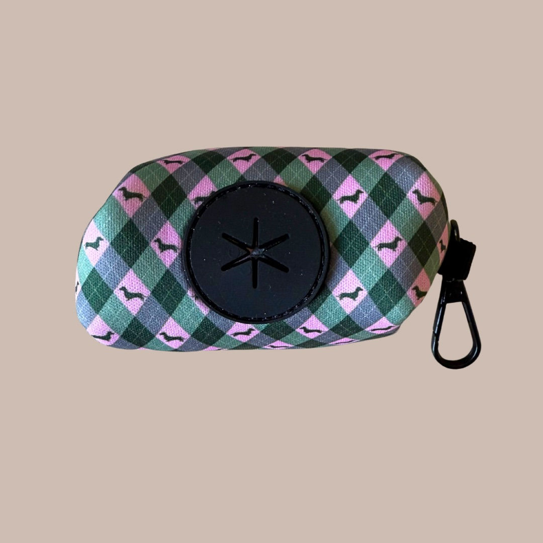 Pink Rosewood Argyle Clip On Poop Bag Holder