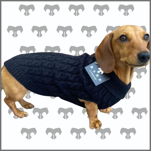 BARK AVENUE Lyxig kabelstickad tröja Mattsvart