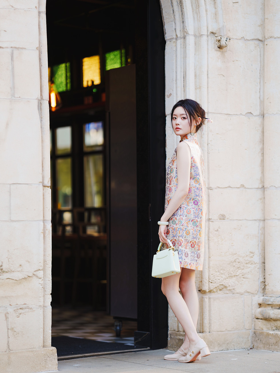 Thumbnail: Dragon and Phoenix Pattern Songjin Silk Stain Midi Dress