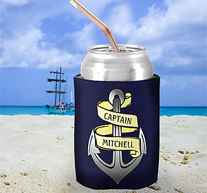 Personalized Captain Anchor Can Koozies