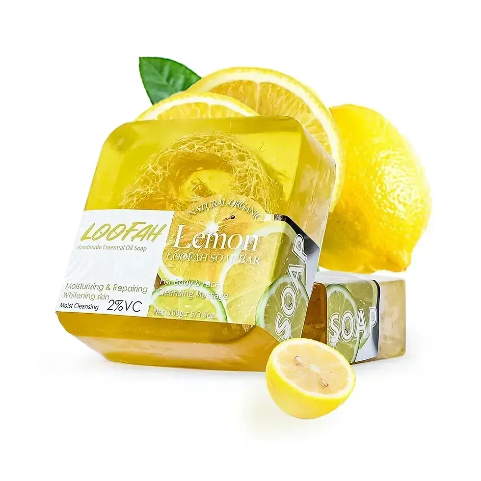 Thumbnail: Lemon soap set by LOGIFAN with sliced lemons and a green leaf.