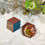 Thumbnail: Upcycled teal & rust hexagon table coasters (Set of 2)